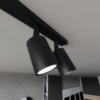 Plafondlamp staal Flash minimalistisch zwart 116 cm, 6 spots met GU10-fitting voor woonkamer of keuken