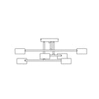 Plafondlamp gepoedercoat staal Halo Scandinavisch mat zwart, 60 cm breed, met 6 lichtpunten