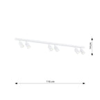 Plafondlamp gepoedercoat staal Flash minimalistisch wit, 116 x 4 x 2 cm met 6 GU10-fittingen