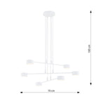 Hanglamp gepoedercoat staal Scandinavisch wit 70 x 100 cm, 6 GX53-fittingen, in hoogte verstelbaar