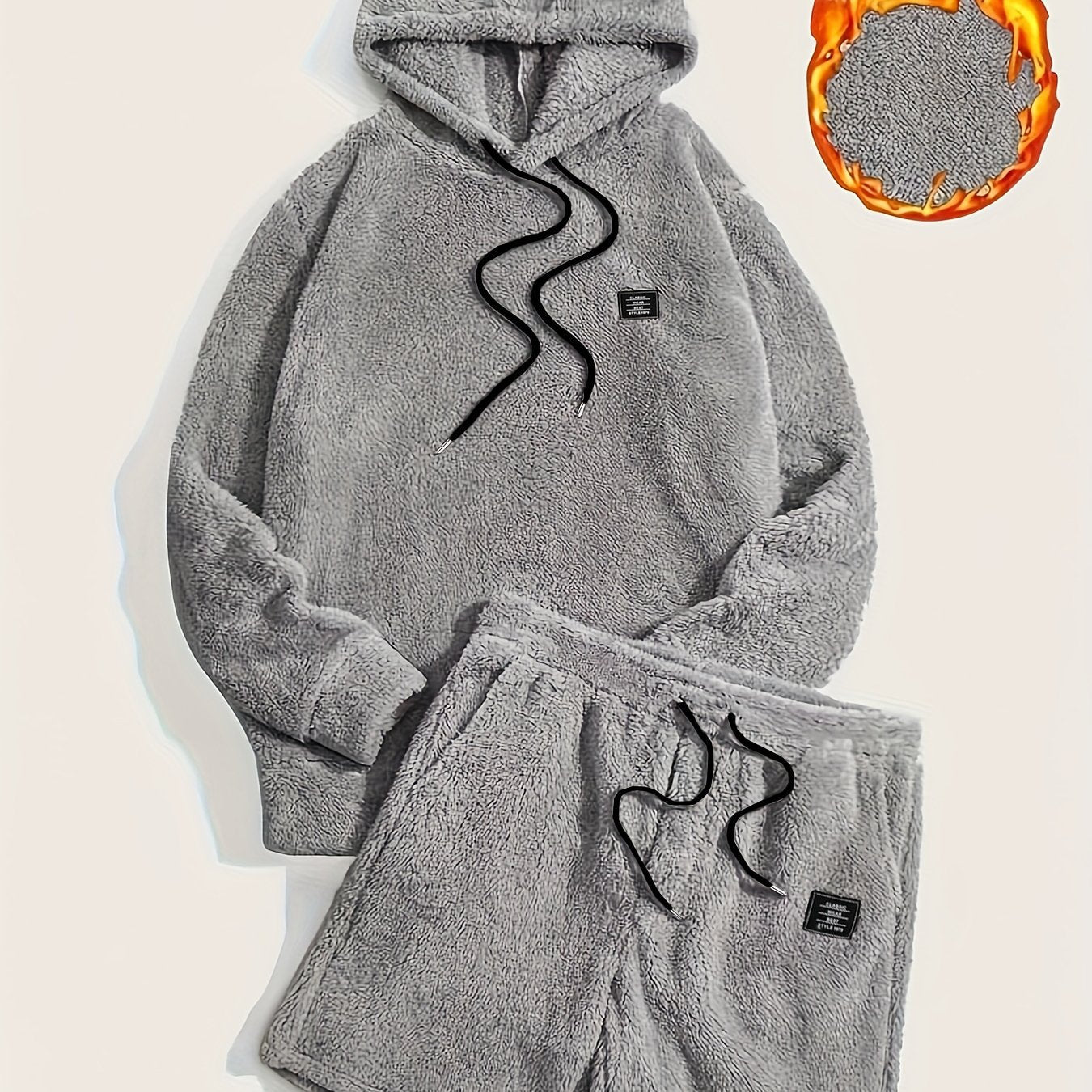 Unisex Teddyfleece Hoodie & Shorts Set Plüsch Hausanzug