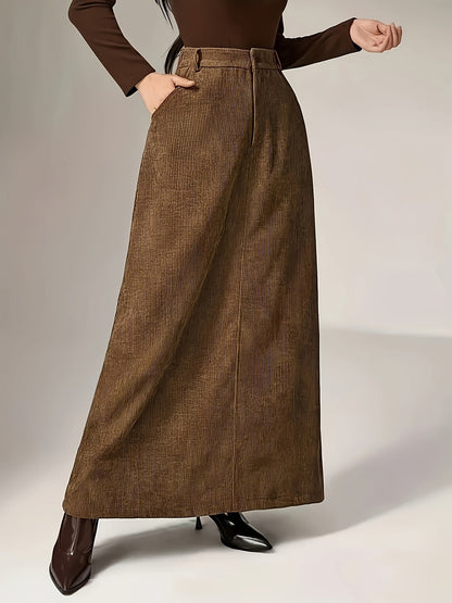 Damen A-Linien Maxirock mit hoher Taille und Textur