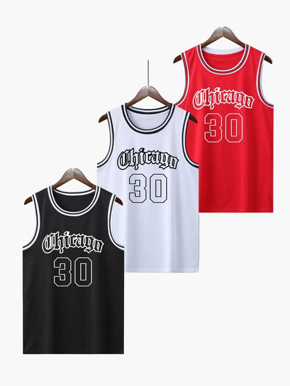 Men's Basketball Tank Top Vintage Style – Athletic Jersey with Chicago 30 Print for Training & Leisure