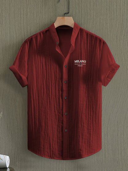 Men's Stand Collar Summer Casual Shirt with Button Placket – Urban Milano Design