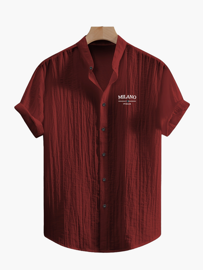 Men's Stand Collar Summer Casual Shirt with Button Placket – Urban Milano Design
