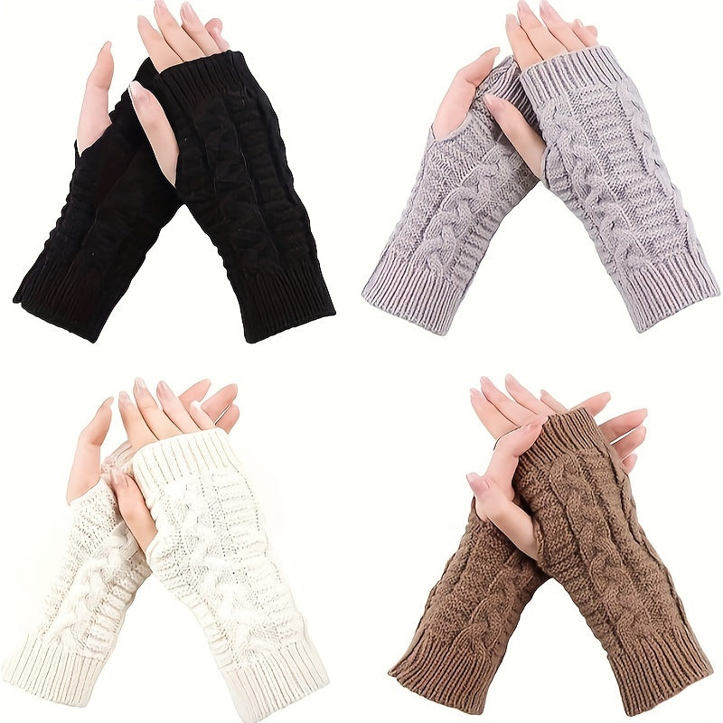 Strick Stulpen Fingerlose Handschuhe Damen Winter