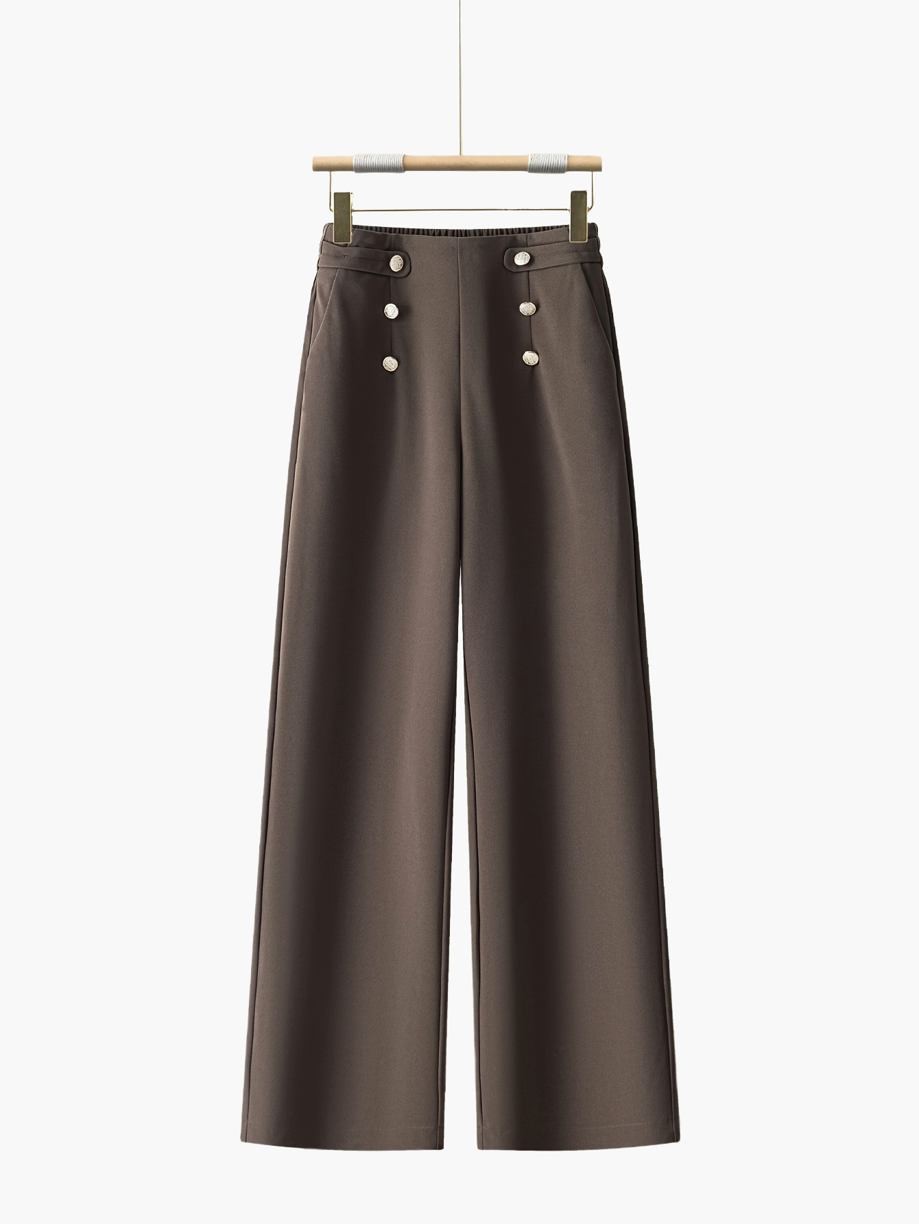 Women's Elegant Wide-Leg Pants with Button Details – Casual & Office