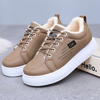 Damen Winterschuhe Halbschuhe Braun Gefüttert Bequeme Sneakers