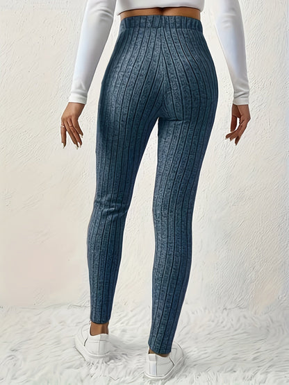 Ribbed leggings for women, high-waisted, slim fit, butterfly detail