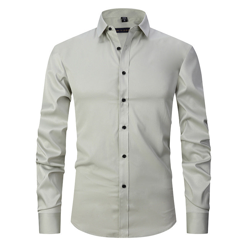 Allen – Long-sleeved slim men's shirt in solid stretch