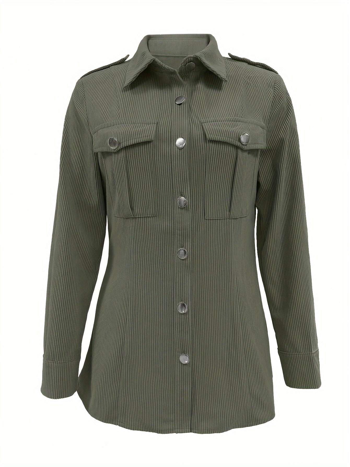 Women's corduroy shirt jacket with buttons and chest pockets