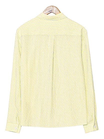 Men's Casual Shirt with Stripes – Stylish Regular Fit Business & Beach Shirt