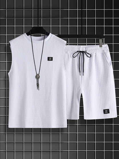 Men's Casual Tank Top Set with Shorts – Fashionable Sleeveless Outfit for Summer & Sports