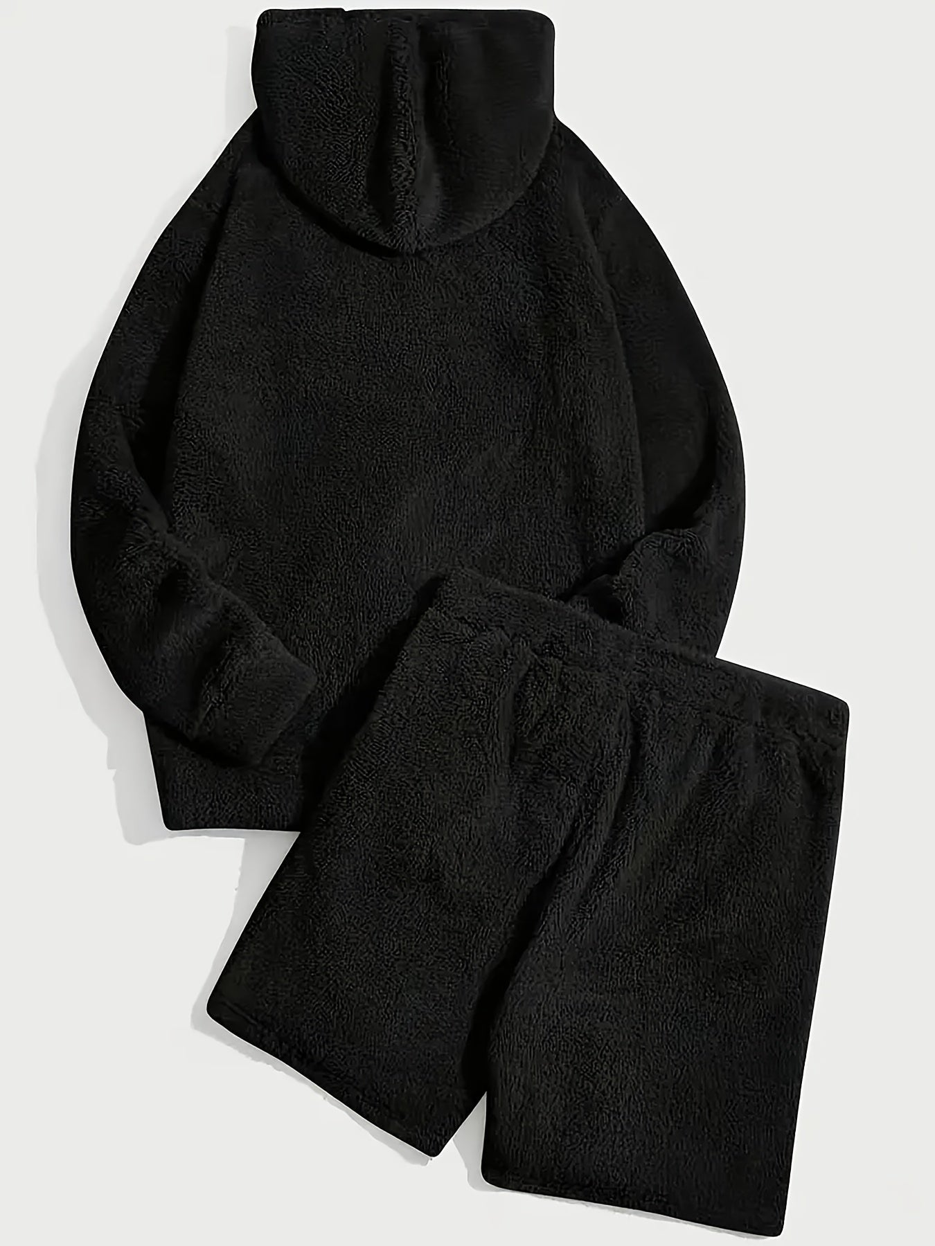 Unisex Teddyfleece Hoodie & Shorts Set Plüsch Hausanzug