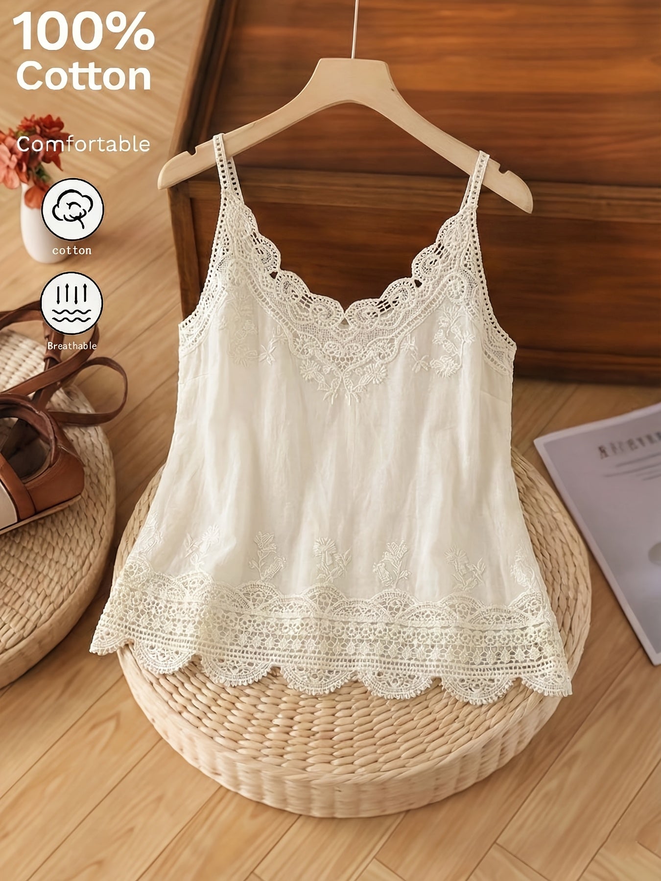 Damen Spitzen-Top im Boho-Stil für Sommer, Freizeit, Urlaub