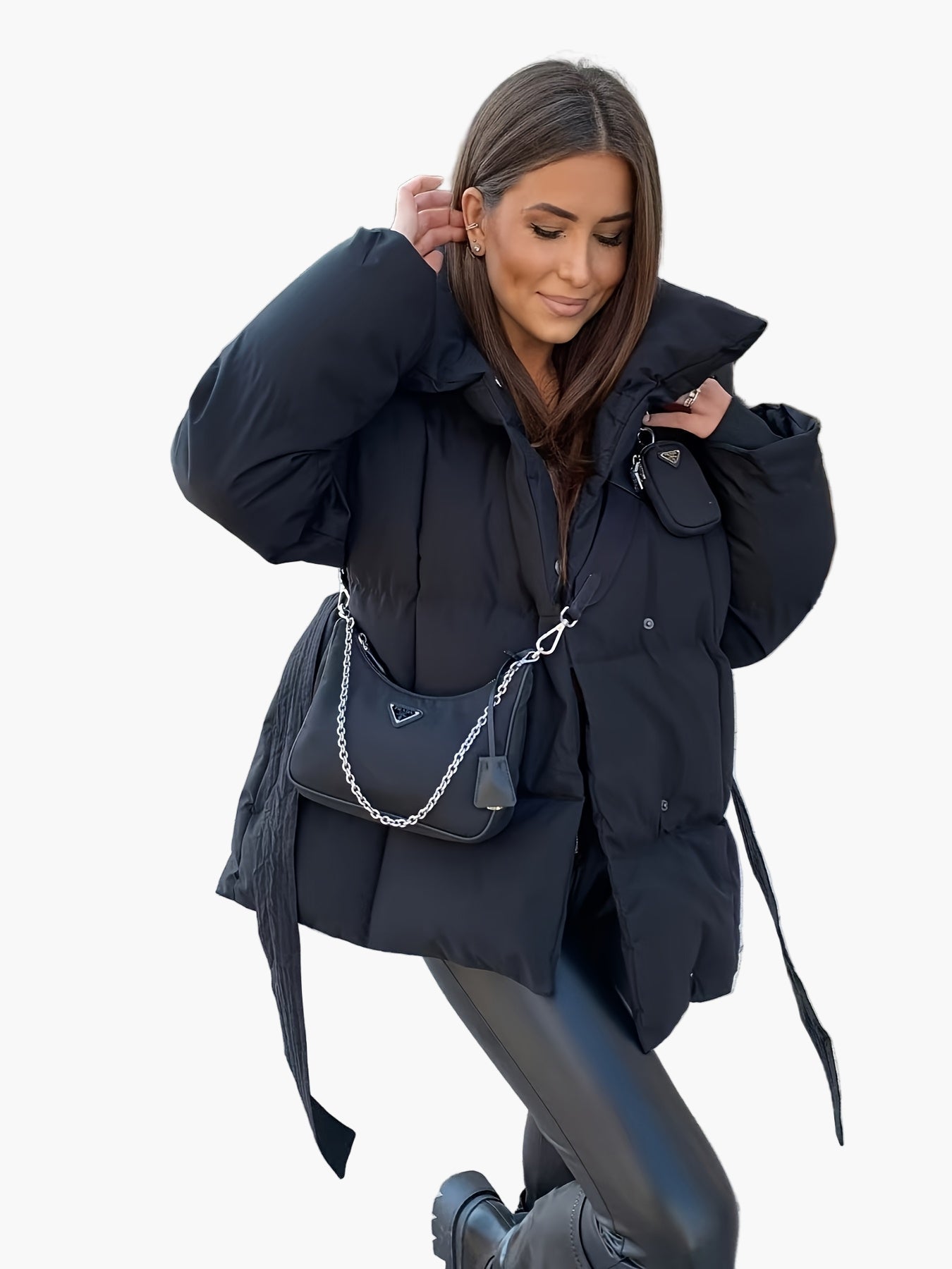Damen Steppjacke mit Taillengürtel – Modische Winterjacke für Alltag und Freizeit
