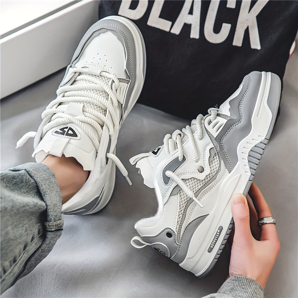 Unisex sneakers with a thick sole and plush lining, white-gray