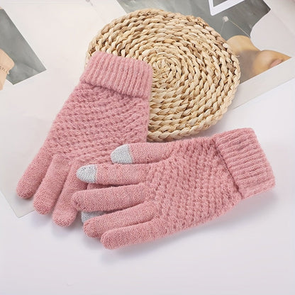 Unisex knitted gloves with touchscreen functionality, warm winter gloves