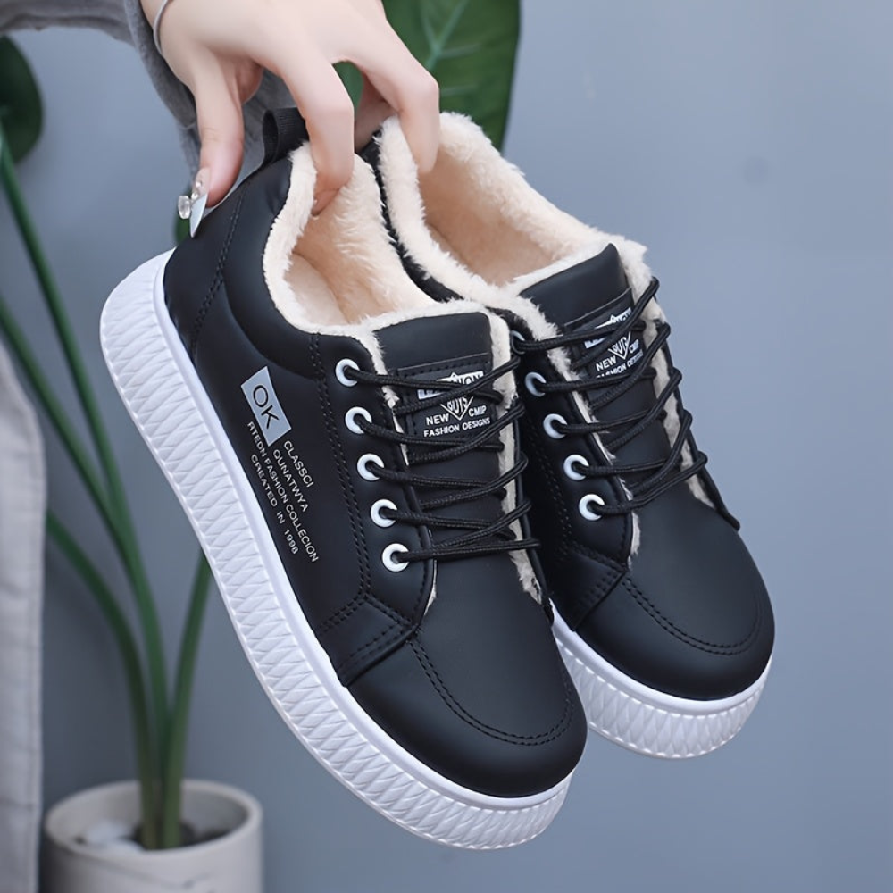 Damen Winterschuhe Halbschuhe Braun Gefüttert Bequeme Sneakers
