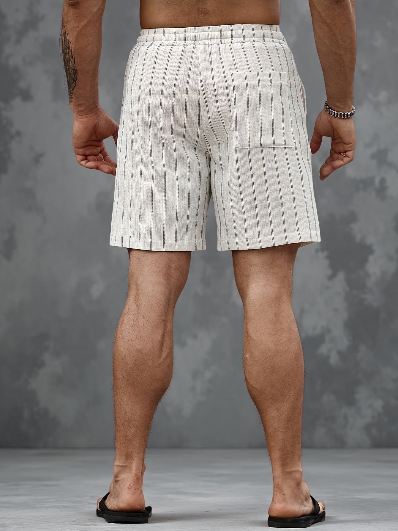 Men's Casual Shorts with Stripe Pattern and Drawstring – Perfect for Summer & Sports