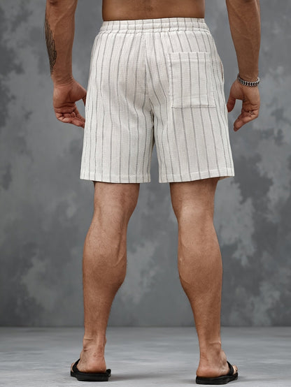 Men's Casual Shorts with Stripe Pattern and Drawstring – Perfect for Summer & Sports