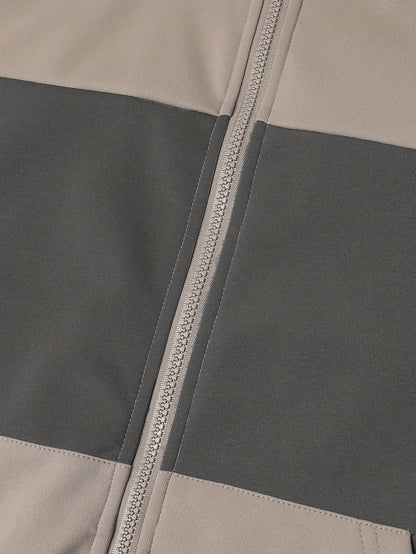 Men's zip-up hoodie jacket with color-block design