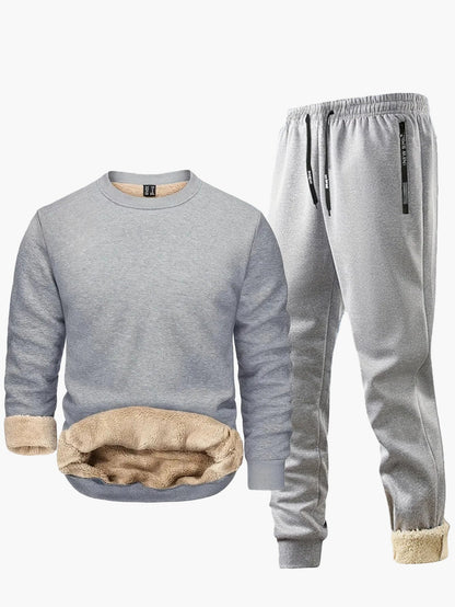 Men's Two-Piece Exercise Suit for Autumn & Winter – Fleece Lined, Casual, Warm, Ideal for Leisure & Exercise