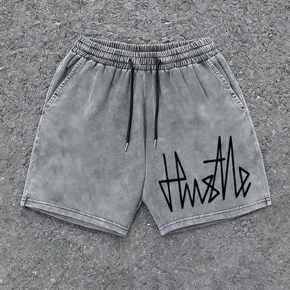 Herren Streetwear Shorts mit „Hustle“-Print – Lässige Urban Style Shorts für Alltag und Freizeit