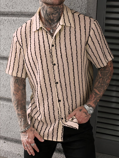 Men's Short-Sleeve Striped Shirt – Modern Summer Shirt for Leisure & Vacation