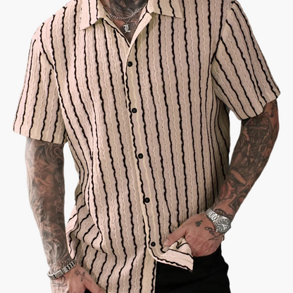 Men's Short-Sleeve Striped Shirt – Modern Summer Shirt for Leisure & Vacation