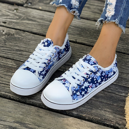 Damen Sneaker Freizeitmode mit Blumenmuster – Bequeme Alltagsschuhe für stilbewusste Frauen