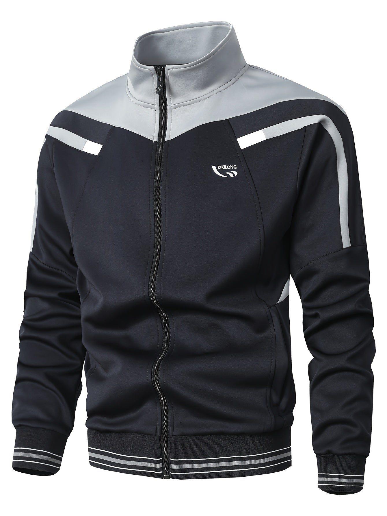 Men’s two-piece tracksuit with stand-up collar jacket and pants