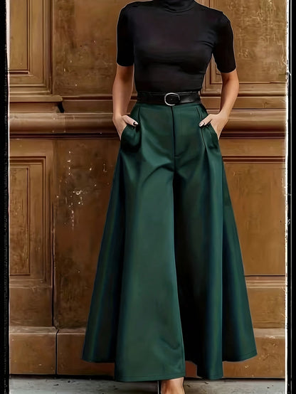 Damen Weitbeinige Palazzo Hose – Eleganter Business und Abend Look