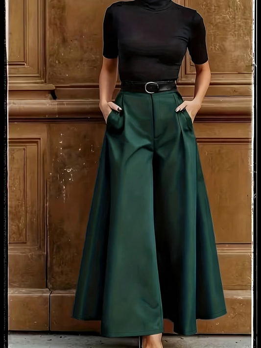 Women's Wide-Leg Palazzo Pants – Elegant Business and Evening Look