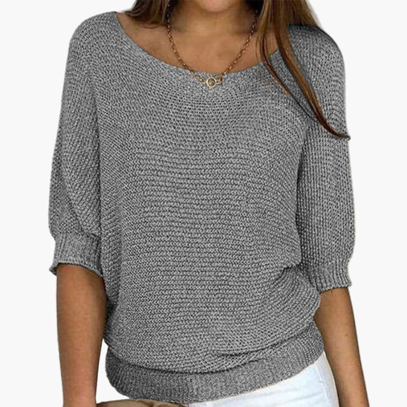 Women's knitted sweater with wide neckline – Casual comfort for everyday and leisure
