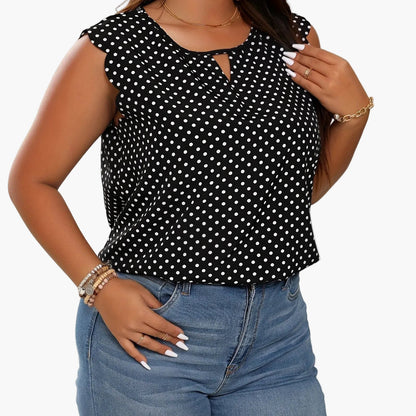 Women's Polka Dot Blouse Elegant Loose Summer Casual Shirt Plus Size