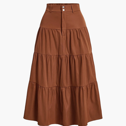 Damen Eleganter Stufenrock mit Hoher Taille für Alltag und Büro