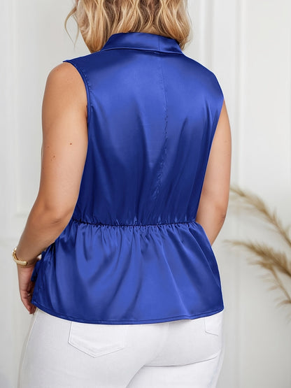 Women's Elegant Asymmetric Sleeveless Wrap Blouse for Office and Leisure