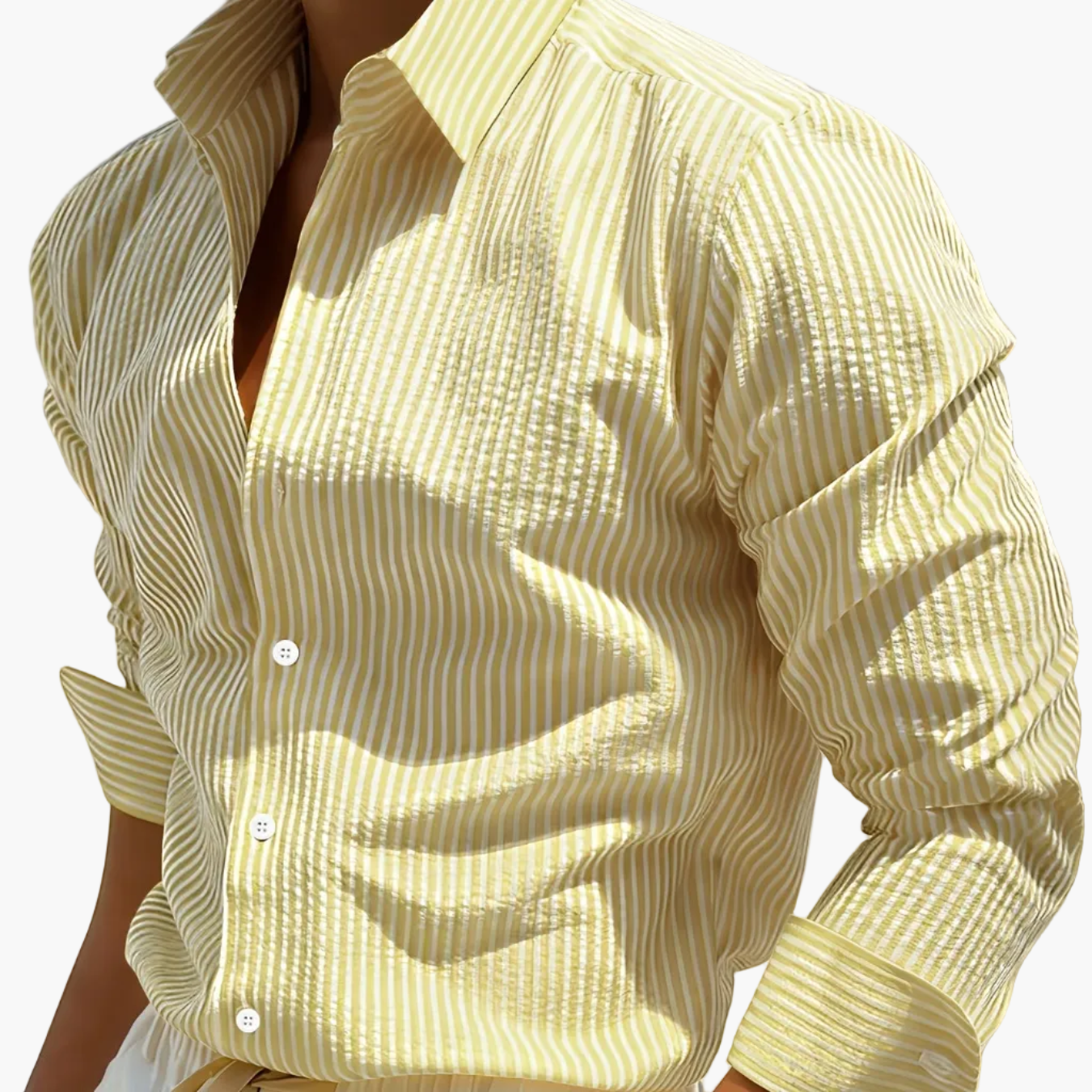 Men's Casual Shirt with Stripes – Stylish Regular Fit Business & Beach Shirt