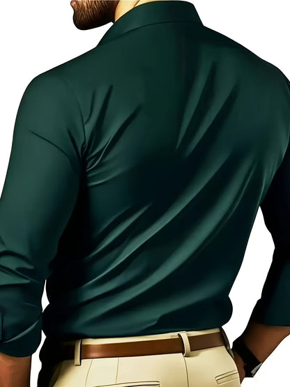 Men's Business Slim Fit Long Sleeve Shirt – Elegant Look for Office and Leisure