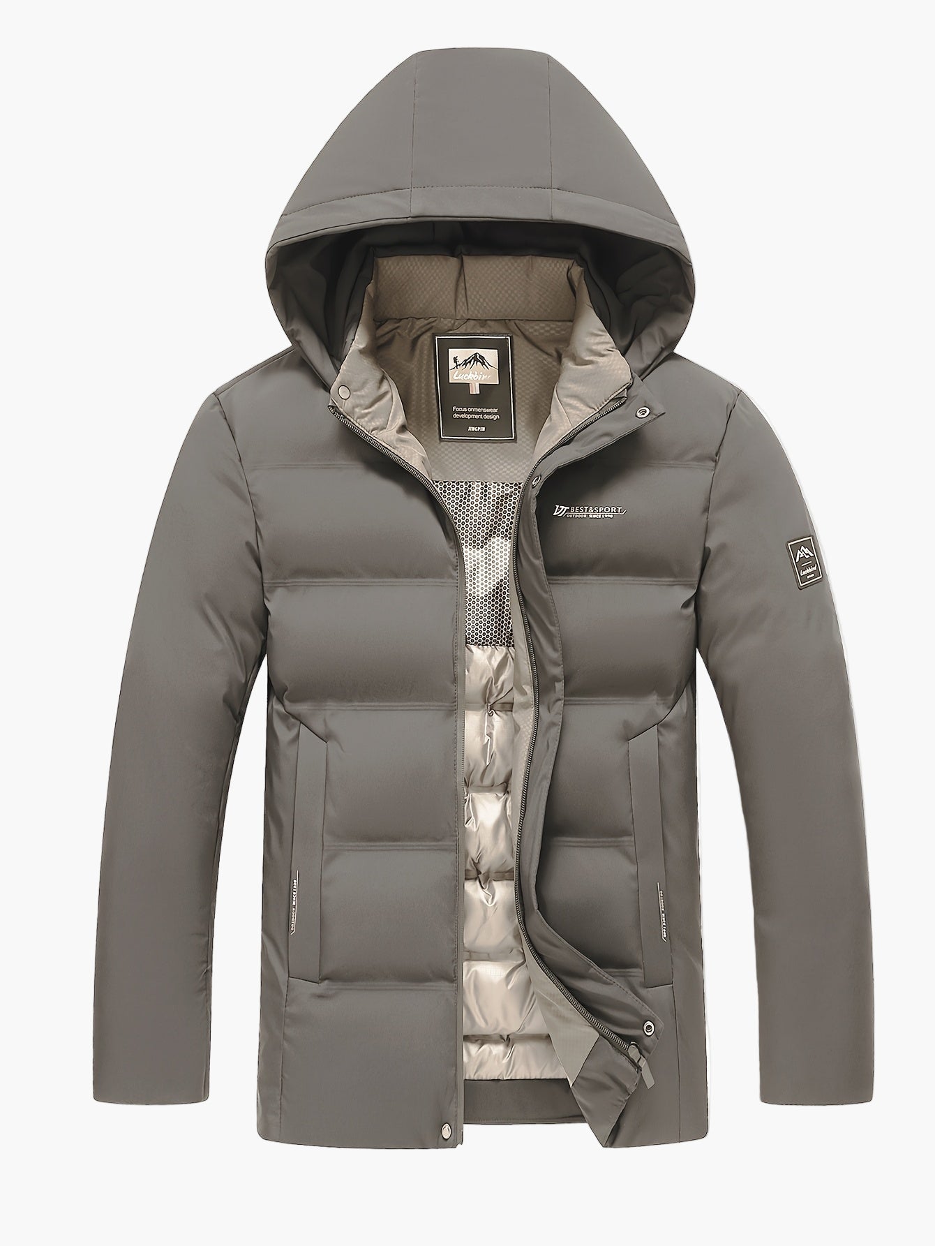 Men's Down Jacket with Hood – Winter Outdoor Quilted Jacket for Leisure & Everyday Use
