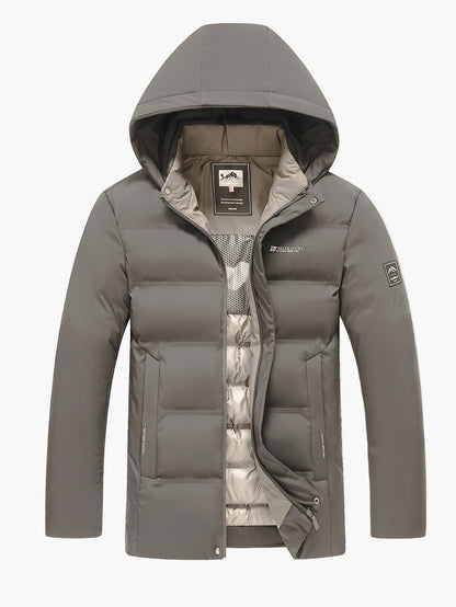 Men's Down Jacket with Hood – Winter Outdoor Quilted Jacket for Leisure & Everyday Use
