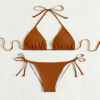 Heather – Bikini with tied halter in solid color