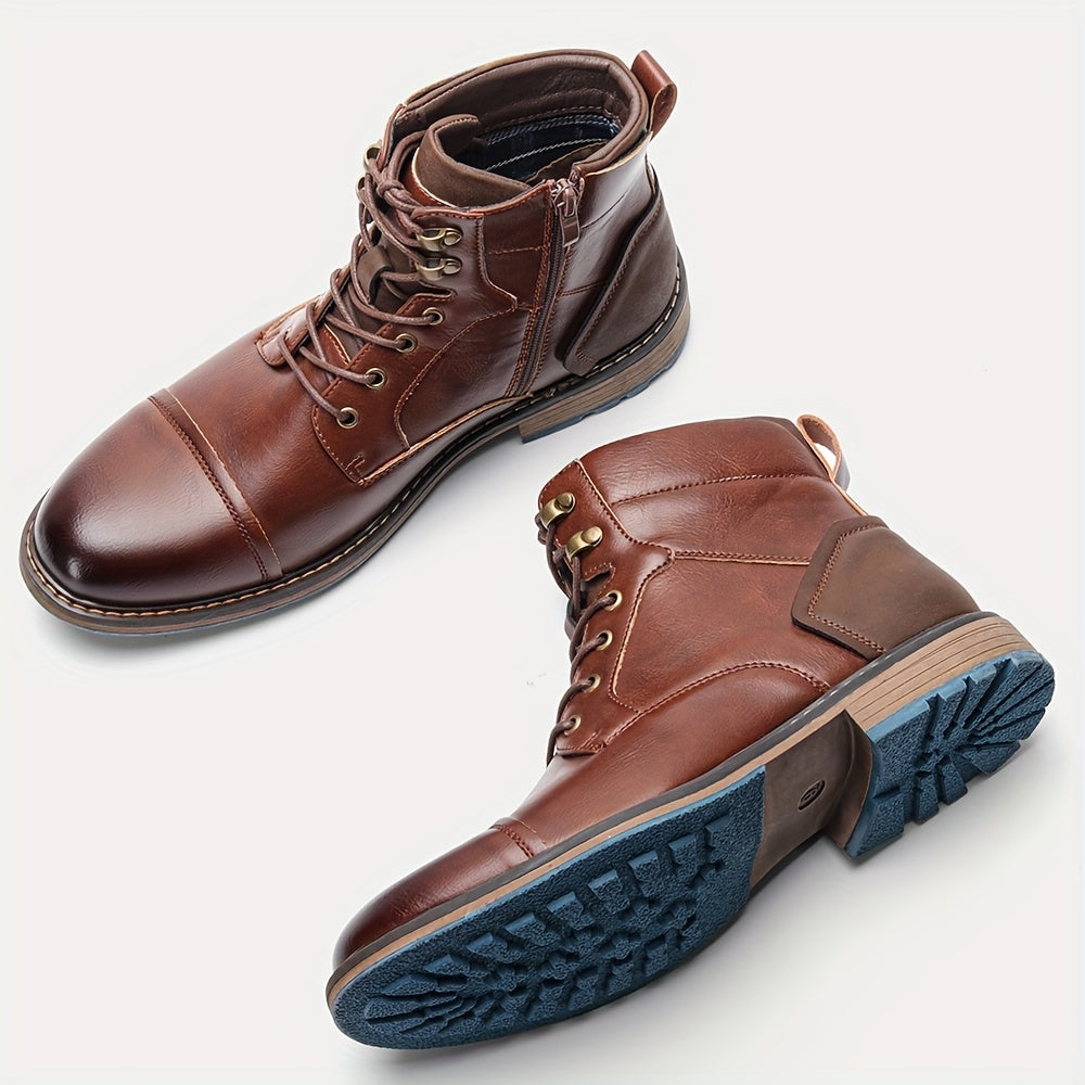 Herren Schnürstiefeletten Braun mit Profilsohle