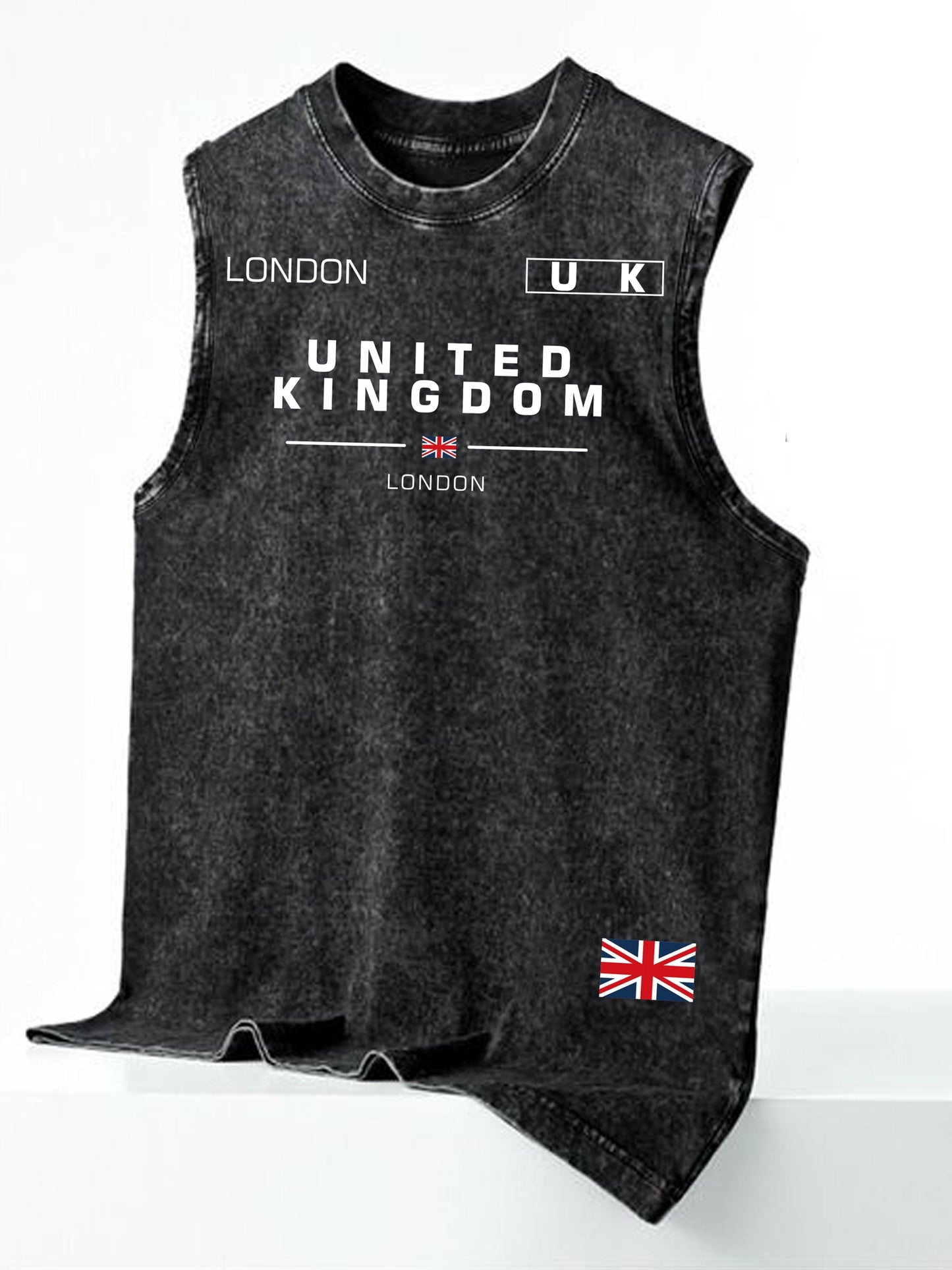 Men's streetwear sleeveless tank top with vertical graphic print – urban casual shirt