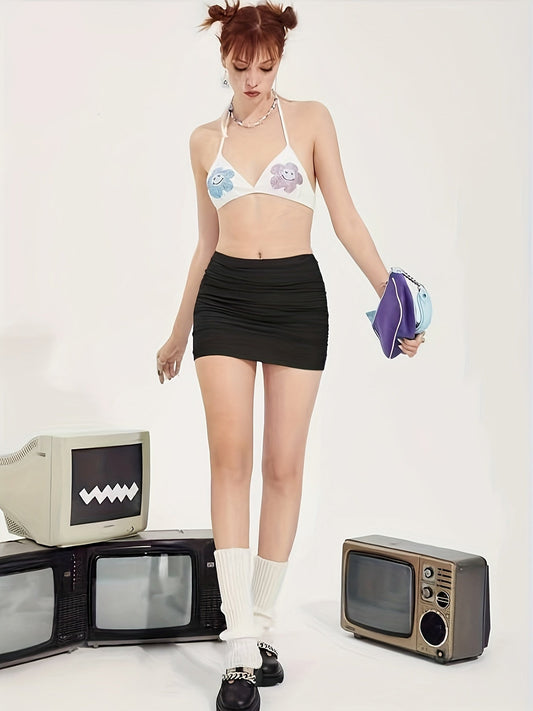 Women's mini skirt in modern street style with ruching – Ideal for leisure and parties