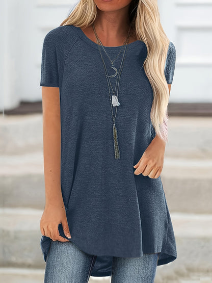 Women's Tunic Shirt Short Sleeve Loose Fit Casual Everyday