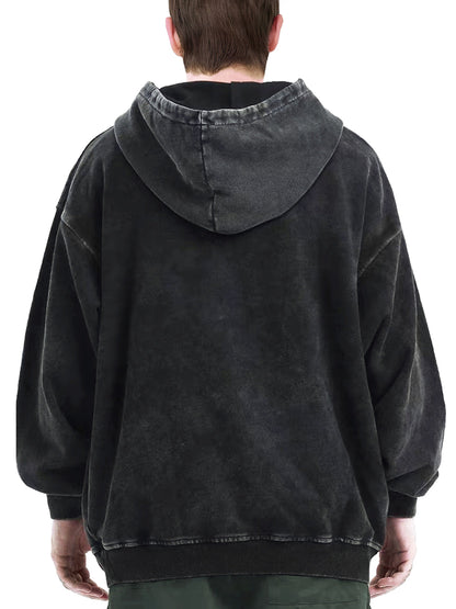 Unisex Hoodie in Washed-Optik mit Kängurutasche