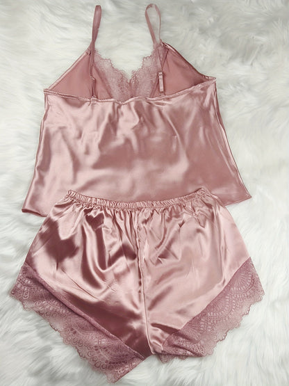 Women's Pajama Set – Seductive Lace Look, Two-Piece, Sexy Nightwear for Spring and Summer