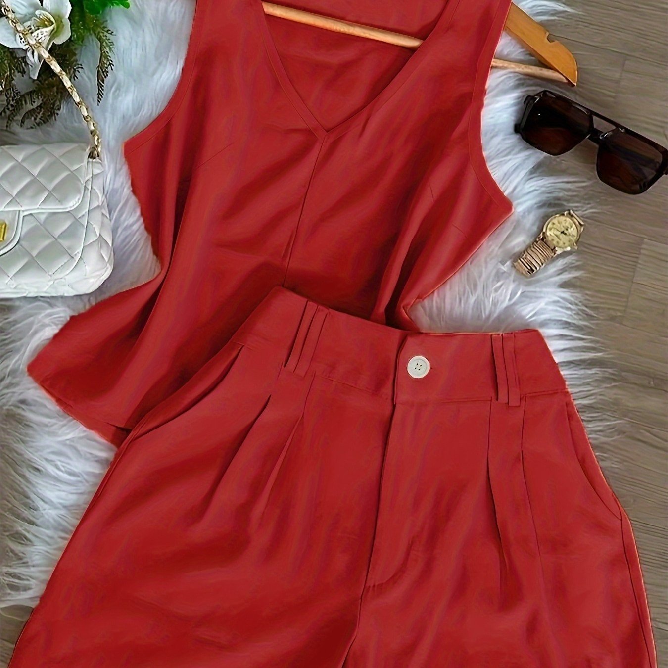 Women's Two-Piece Set – Elegant Top and Shorts for Spring & Summer, Leisure & Everyday Wear